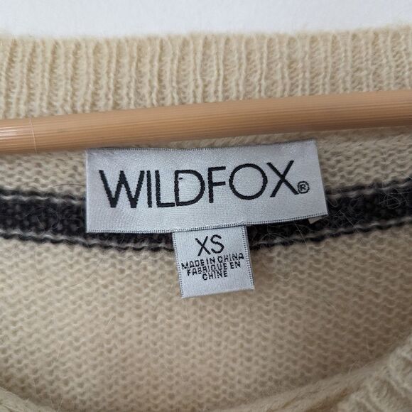 Wildfox cream black stripe alpaca soft knit oversized boxy Whiskey sweater - Picture 4 of 7